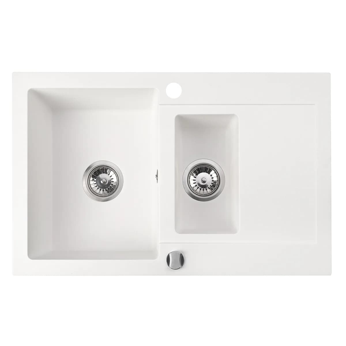 Évier granit Cordeo 79 1 bac et demi 79 × 50 cm, coloris Blanc arctique, vue produit