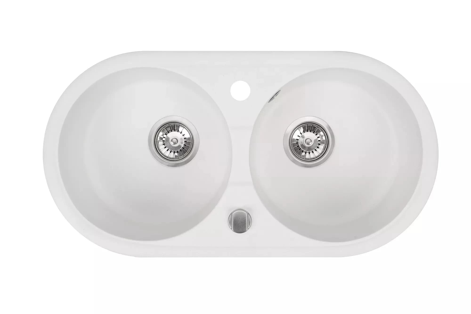 Évier en granit Libra 2 bacs ronds réversible 79 × 42,5 cm, coloris Blanc arctique, vue produit