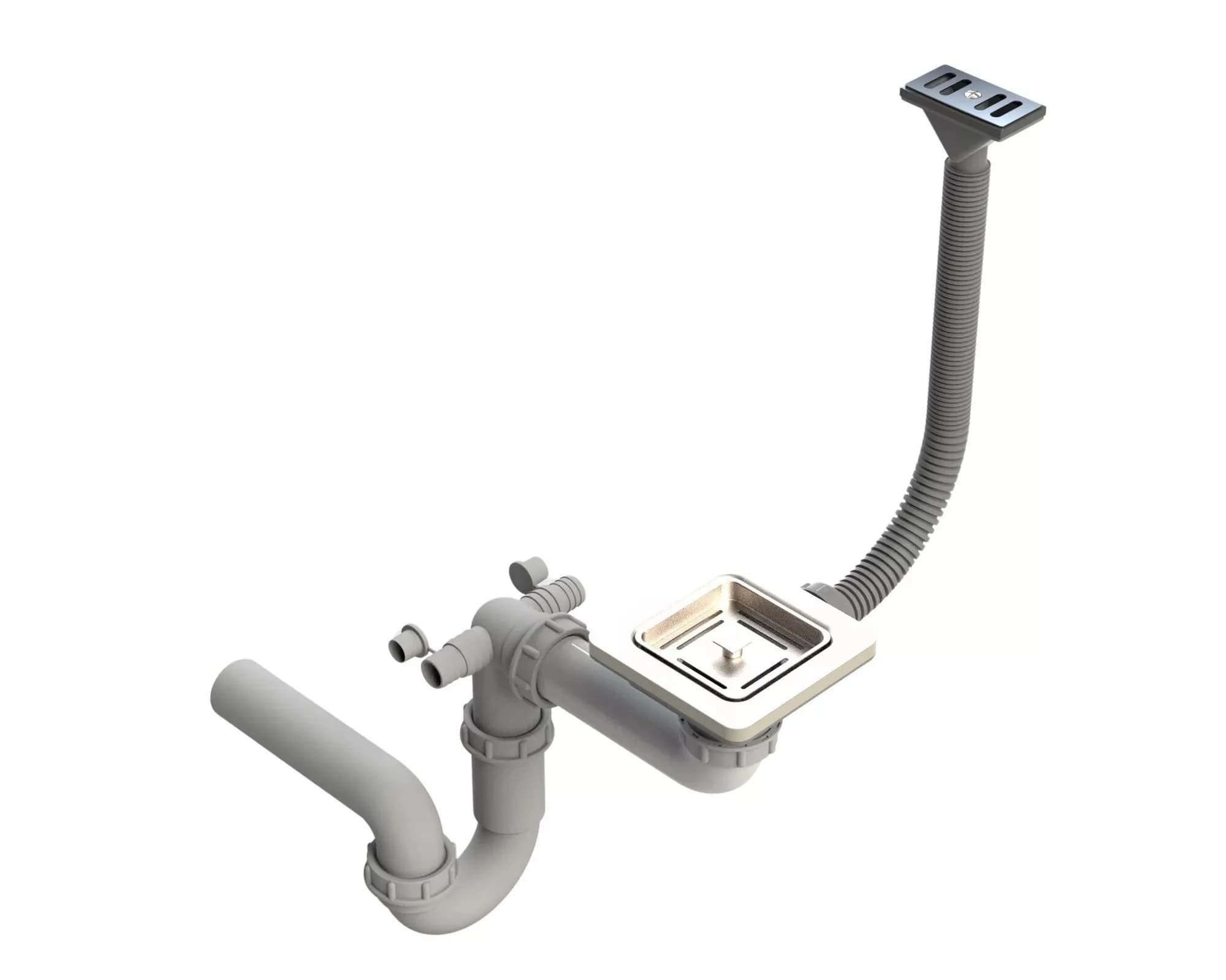 Siphon manuel York pour évier 1 bac, coloris Chrome, vue produit